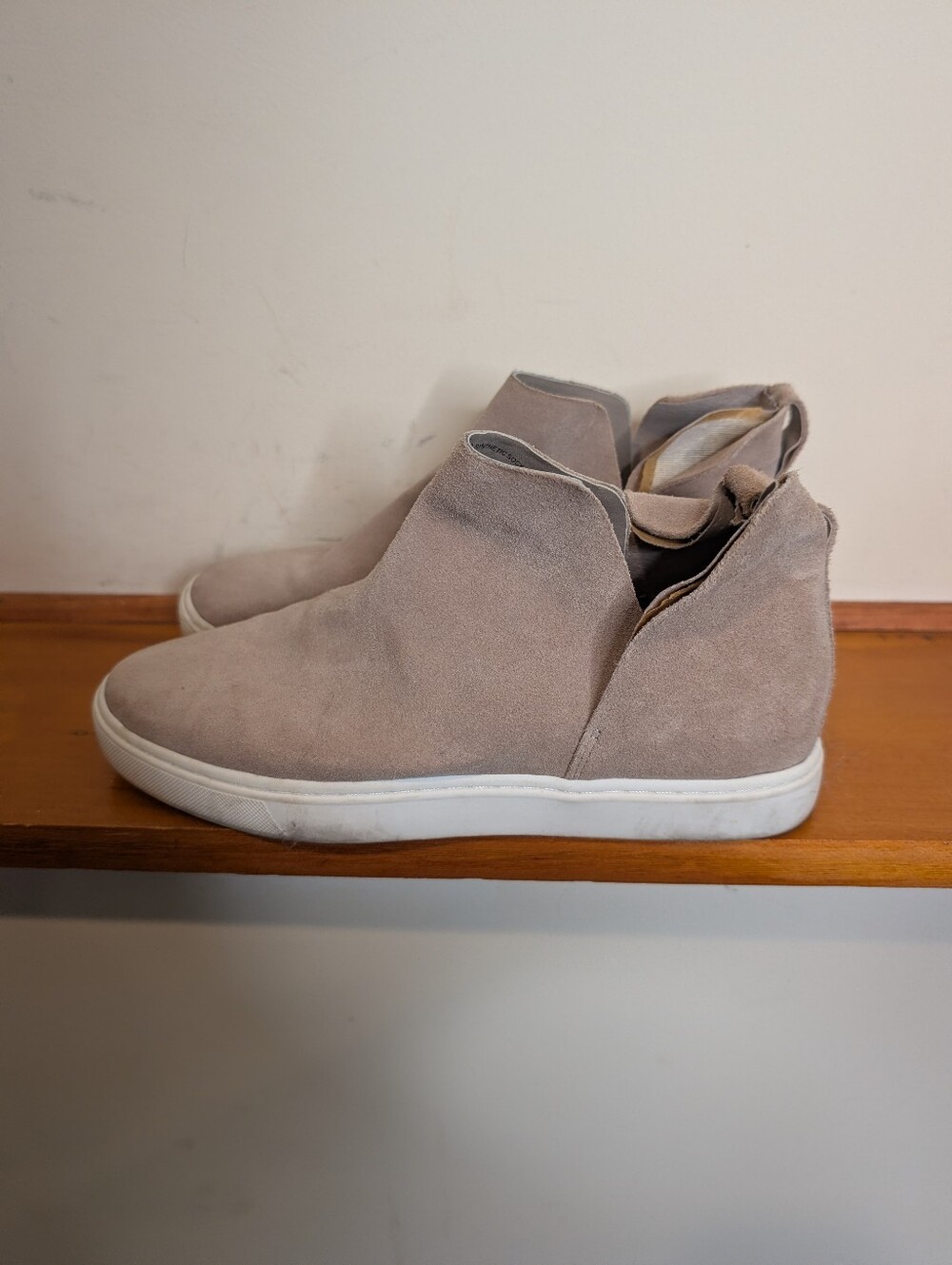 Birdies Taupe Suede Slip-On High Top Sneakers Booties  8.5